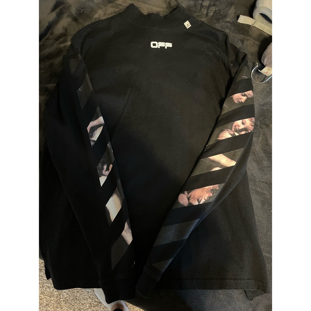 Off White High Neck Long Sleeve Shirt